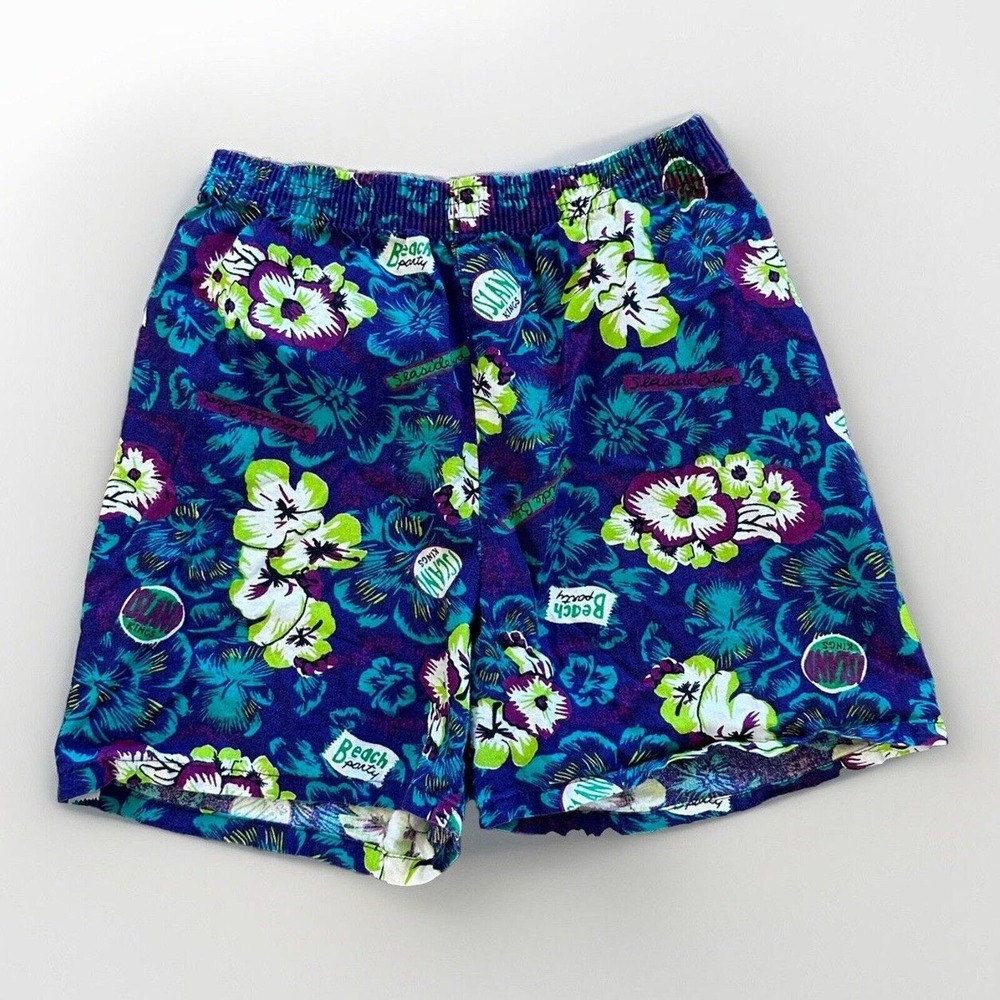 Vintage Athletic Works Shorts Youth L Hawaiian Beach 90s Surf Boys Retro